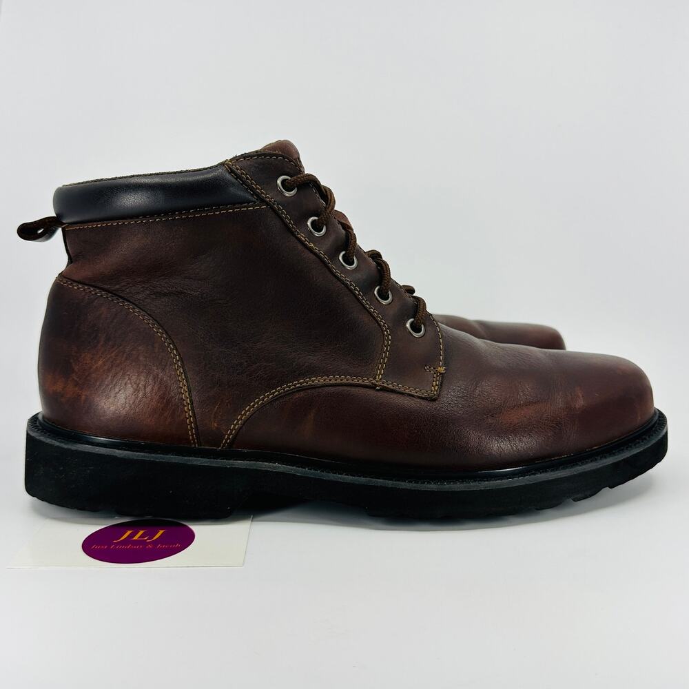 Rockpork Men's Northfield Plain Toe Brown WP Leather Boots V75788 Size 10 Wide